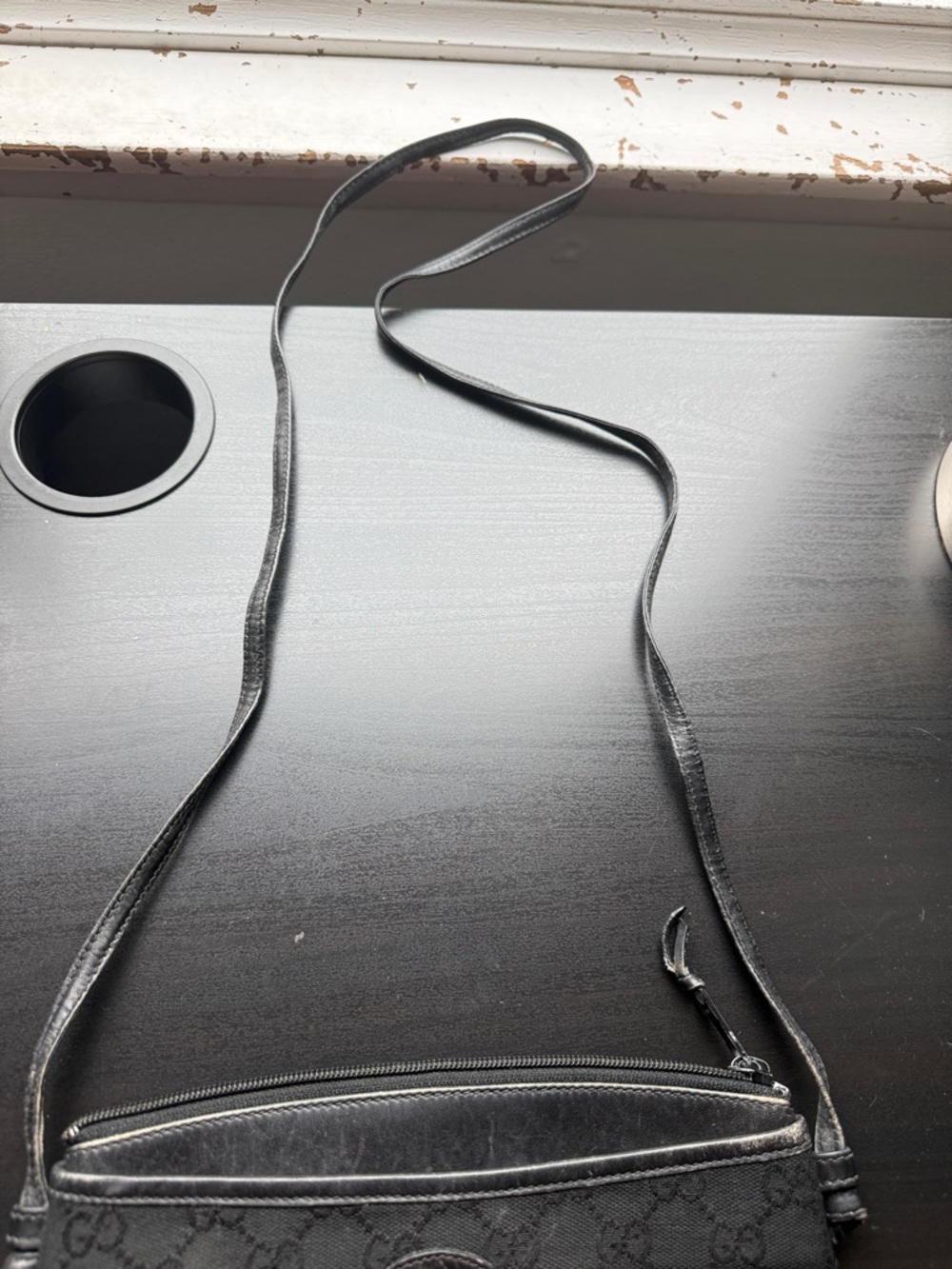 Gucci Black Monogram Crossbody with Gold-Tone Logo - Picture 5 of 11